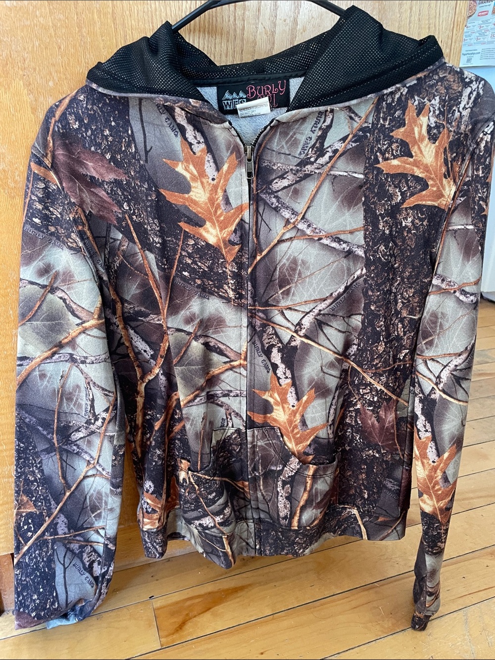 Burly Kids' Camo Zip-Up Hoodie Jacket - Brown/Green